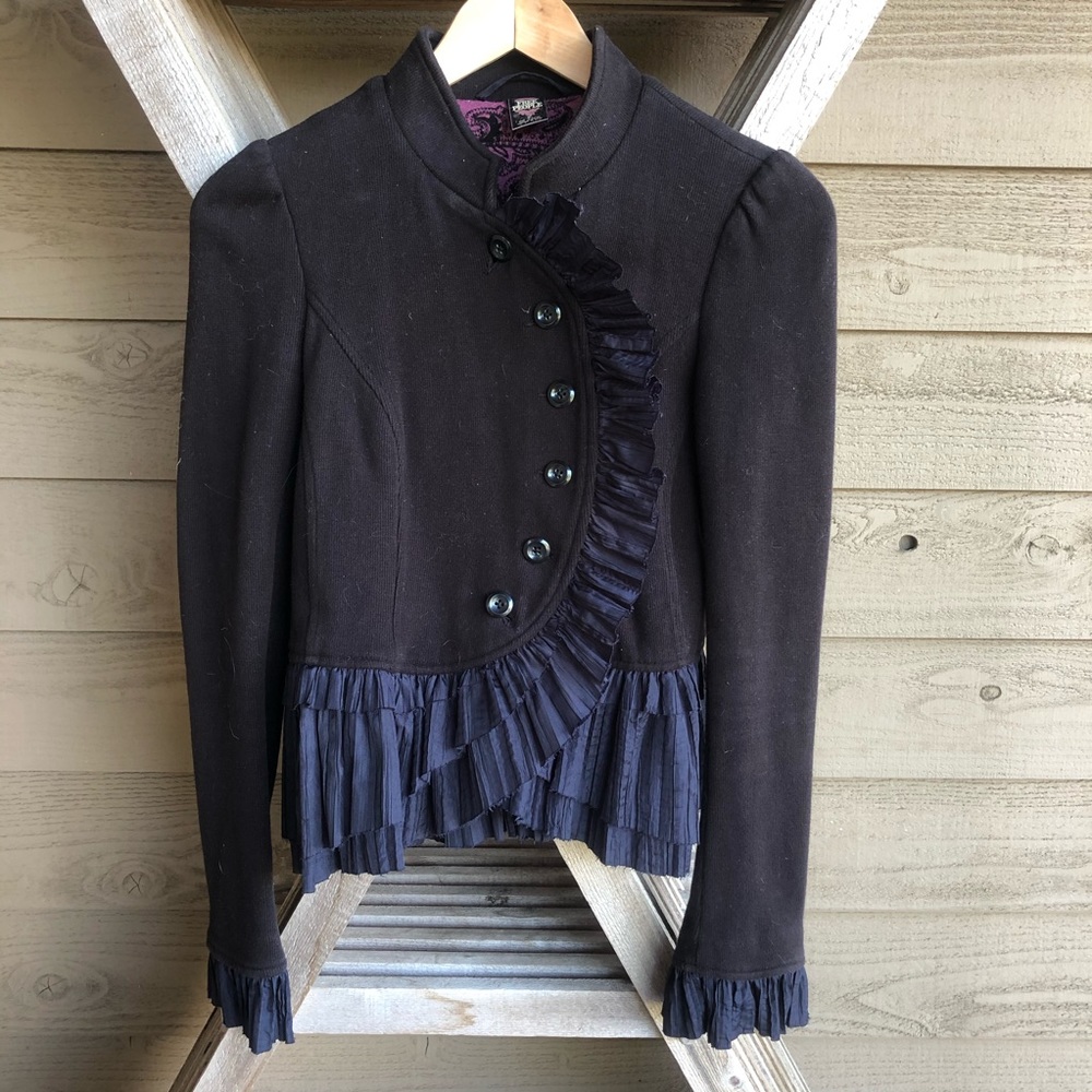 Free People Royal Ruffle Black Jacket